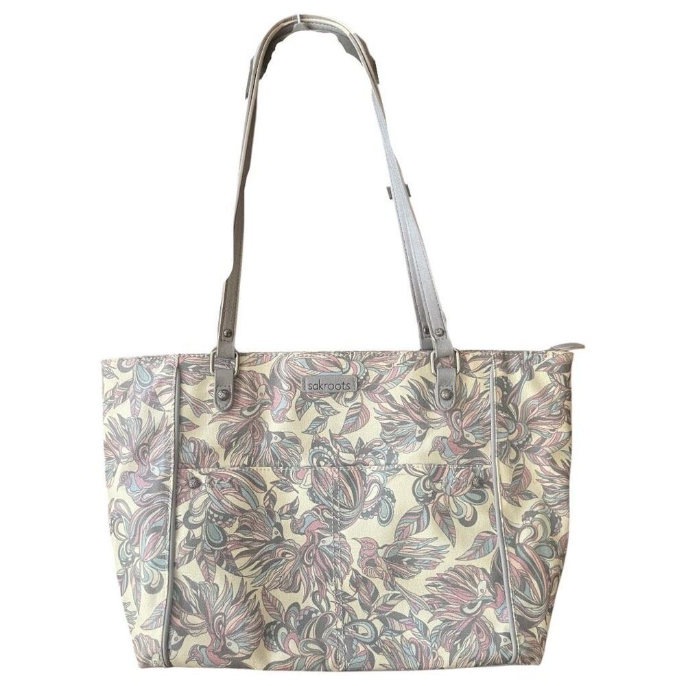 Sakroots Floral Shoulder Tote in Cream, Pink, Blue